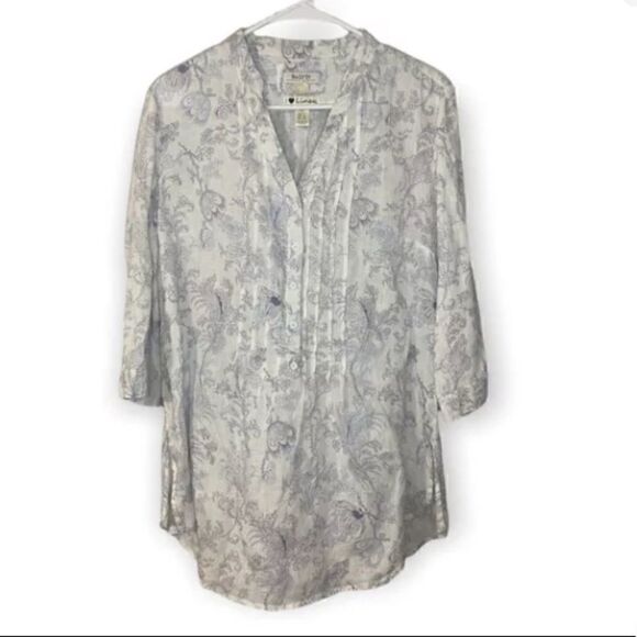 Malvin Hamburg - Germany I Love Linen M Floral 3/4 Sleeve Linen Tunic - Picture 1 of 6